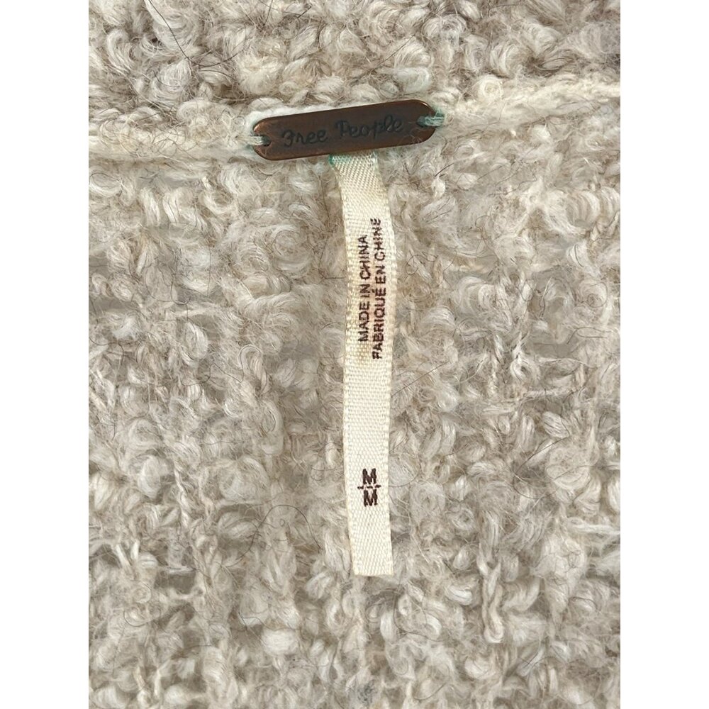 Free People Boucle Cadi Sweater Alpaca Grandpa Cardigan Grunge Boho Sz M Pockets - Picture 4 of 8